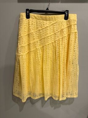 Women's Yellow Lace A-Line Skirt